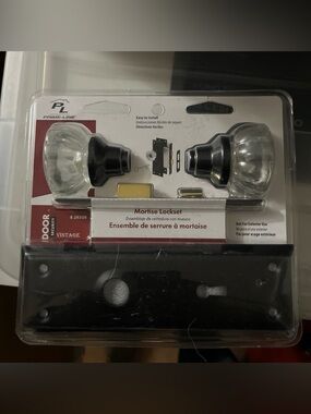 Prime-Line Vintage Glass Mortise Door Lockset - Clear & Black